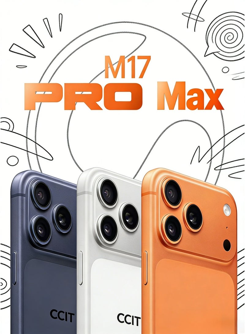CCIT M17 Pro Max Smartphone 7.2-inch Full HD Super LCD 16GB RAM (8+8) 512GB ROM Android 15 4G Dual SIM High Capacity 6000mAh Battery - Orange - Image 4