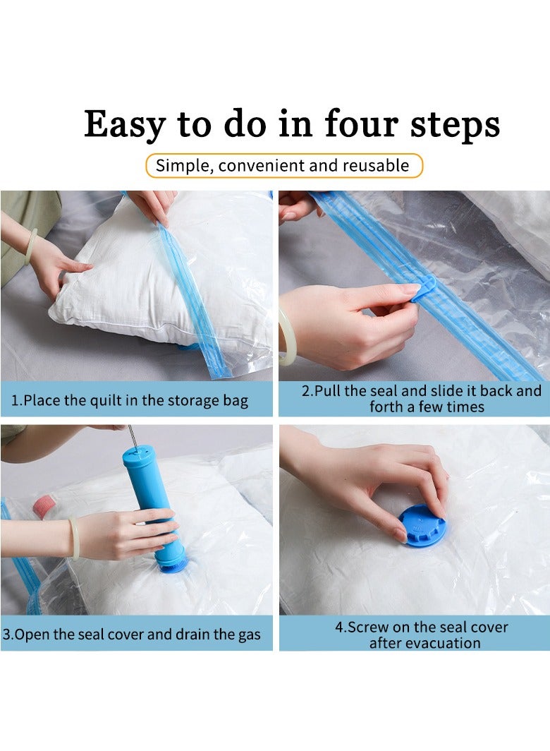 10PCS  Extralarge Compressed Bag,Vacuum Storage Bags, Reusable Space Saver Seal Bag with Hand Pump, Compression Sealer Bags for Comforters, Blankets, Clothes, Pillows, Travel(1×(120*100cm), 2 x( 100*80cm), 3x （80×60cm），4×（70*50cm)with Hand Pump）)  - Image 4