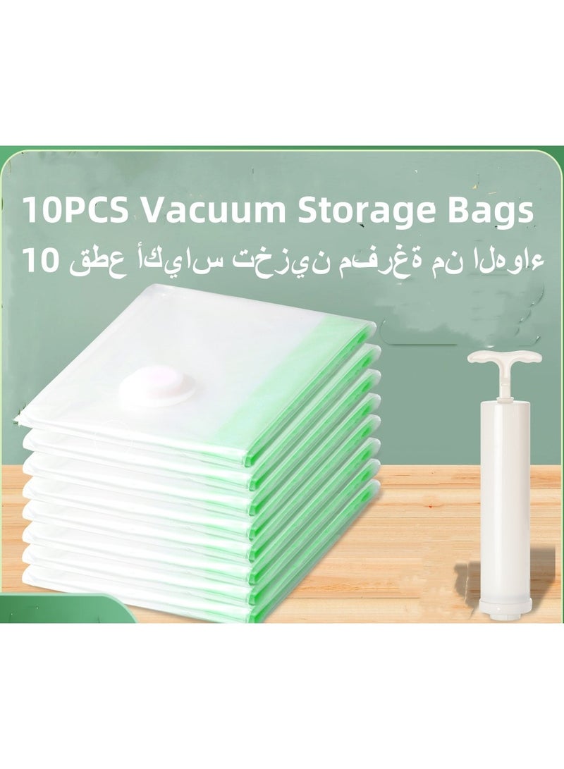 10PCS  Extralarge Compressed Bag,Vacuum Storage Bags, Reusable Space Saver Seal Bag with Hand Pump, Compression Sealer Bags for Comforters, Blankets, Clothes, Pillows, Travel(1×(120*100cm), 2 x( 100*80cm), 3x （80×60cm），4×（70*50cm)with Hand Pump）)  - Image 1