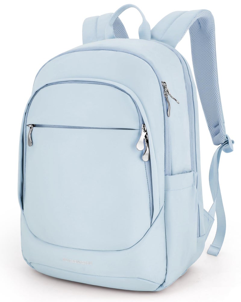 LIGHT FLIGHT Travel Laptop Backpack Women, 15.6 Inch Laptop Backpack with USB Charging Hole, Water Resistant College Bookbag, Black Computer Backpacks for Work,Light Blue - Image 1