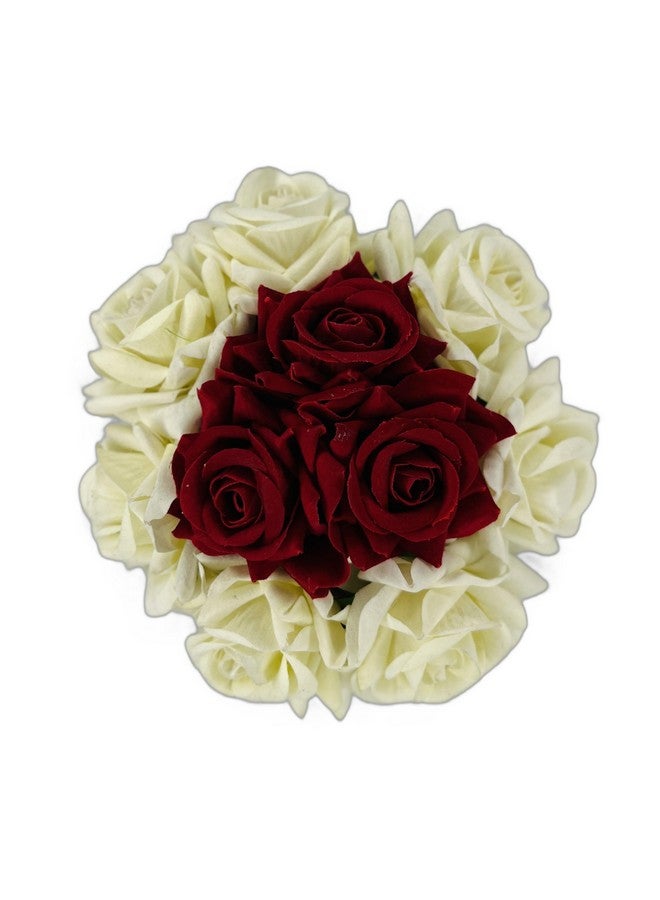 VIVIAN Beautiful Bridal Bun Juda Maker Flower Gajra Hair Accessories For Women, Wedding (White + Red) Pack Of 1 - Image 2