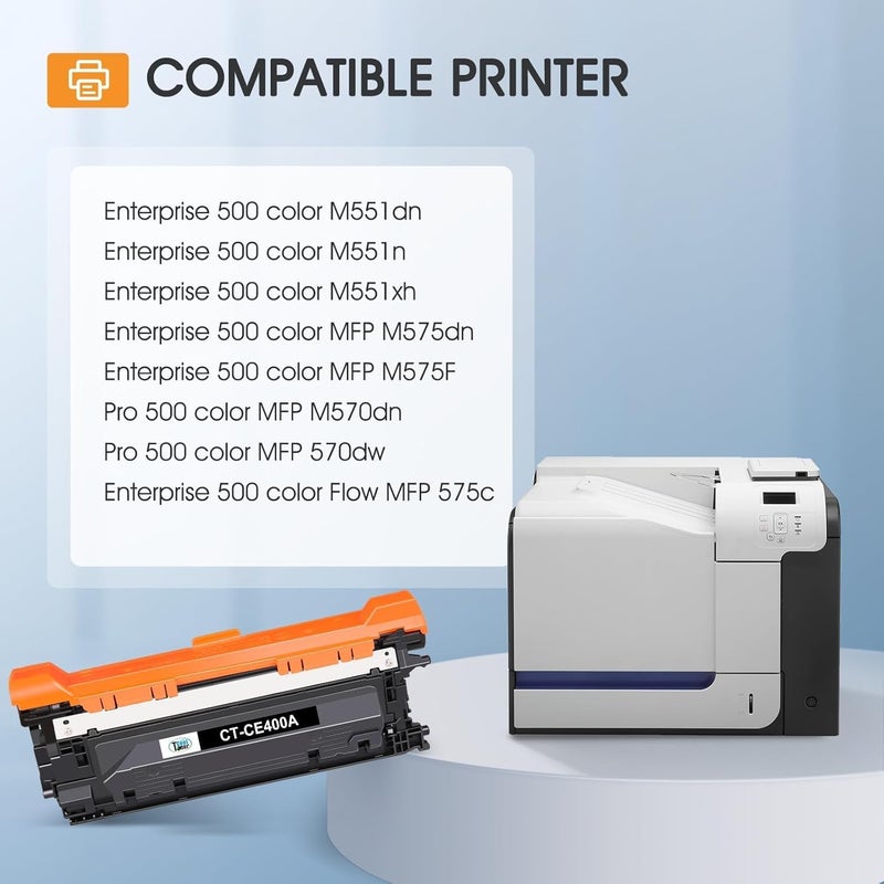 كول تونر خرطوشة حبر 507A عبوة 4 قطع متوافقة مع HP 507A 507X CE400A CE401A CE402A CE403A 500 Color M551 لطابعات HP LaserJet Enterprise M551 M551n M551dn M551xh M570dn M570dw M575f - Image 2