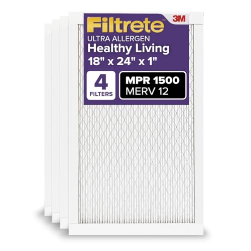 Filtrete 18x24x1 AC Furnace Air Filter, MERV 12, MPR 1500, CERTIFIED asthma & allergy friendly, 3 Month Pleated 1-Inch Electrostatic Air Cleaning Filter, 4-Pack (Actual Size 17.81 x 23.81 x 0.78 in) - Image 1