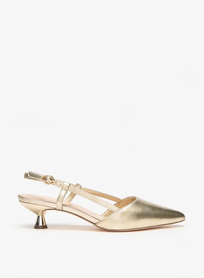 Flora Bella By Shoexpress Solid Slingback Shoes with Kitten Heels and Buckle Closure