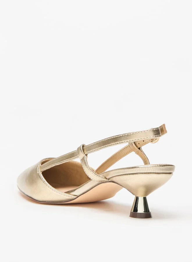 Flora Bella By Shoexpress Solid Slingback Shoes with Kitten Heels and Buckle Closure