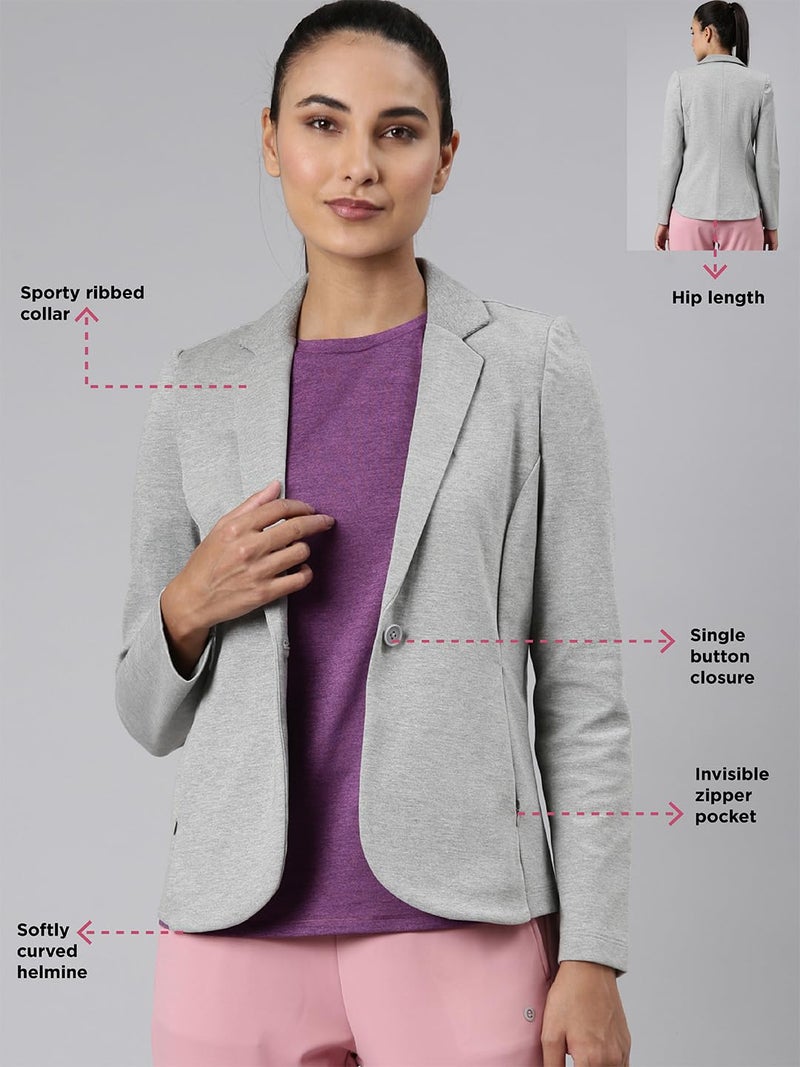 Enamor Dry Fit Stretch Cotton Single-Breasted Sporty Blazer for Women - Image 2