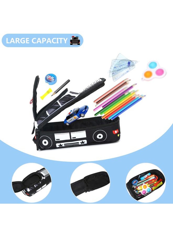Ledaou Cute Pencil Case For Kids Girls Boys Pouch Kawaii Pen Box Bag Holder School Students, Police Car, Large, Box,Unique - Image 3