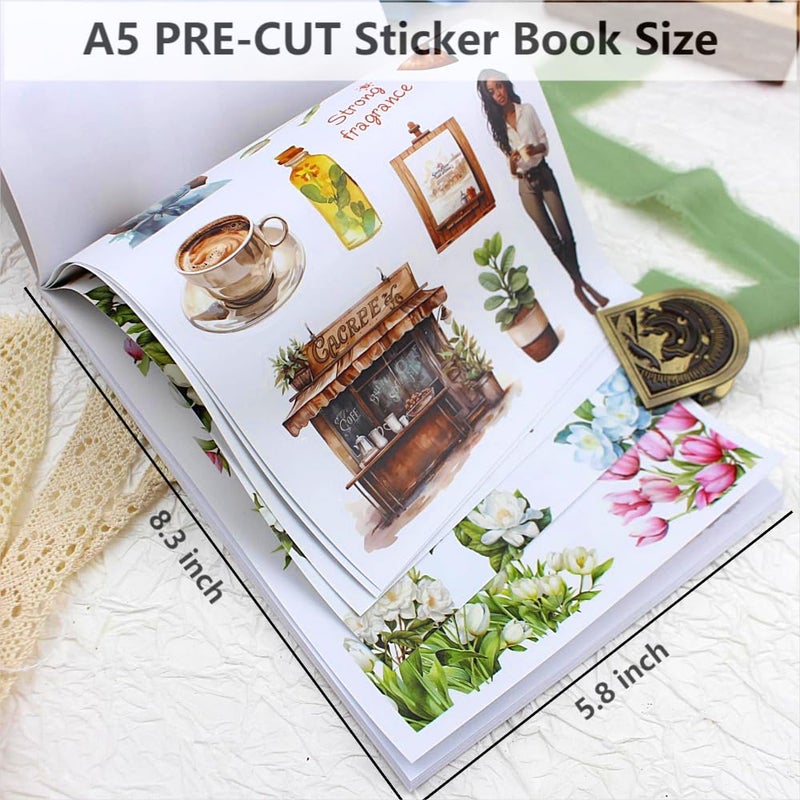 Dwpetzo A5 Pre-Cut Journal Sticker Book for Journaling, Dual Materials, Women House 20 Unique Junk Journal Stickers Paper Sheets for Scrapbooking Supplies Bujo DIY Crafts Arts - Image 5