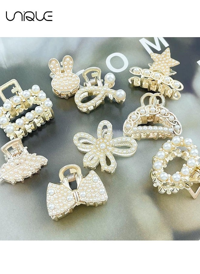 يونيك 9 قطع مقاطع شعر لؤلؤية صغيرة ، مقاطع مخلب معدنية ذهبية انفجارات تصفيف مخلب مقاطع حلو باريتس مخلب سلطعون دبابيس الشعر أزياء إكسسوارات الشعر اللامع للنساء الفتيات - Image 4