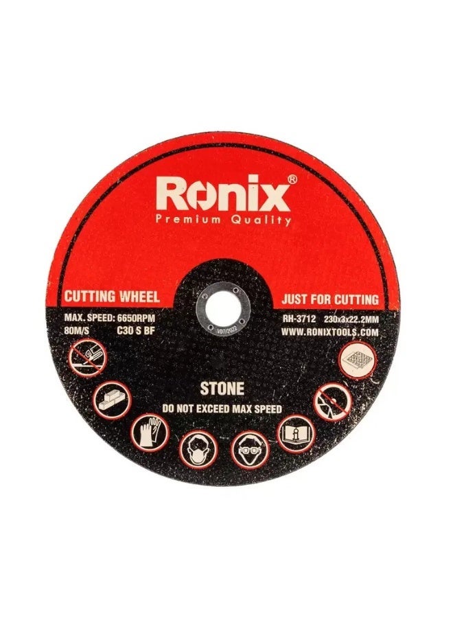 RONIX Stone Cutting Wheel 230x3x22.2mm, 230mm, 6650RPM, German Engineering #Ronix RH-3712 - Image 1