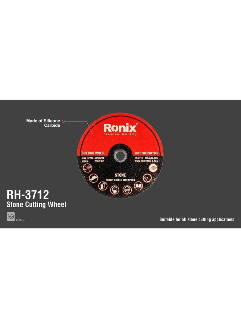 RONIX Stone Cutting Wheel 230x3x22.2mm, 230mm, 6650RPM, German Engineering #Ronix RH-3712 - Image 4