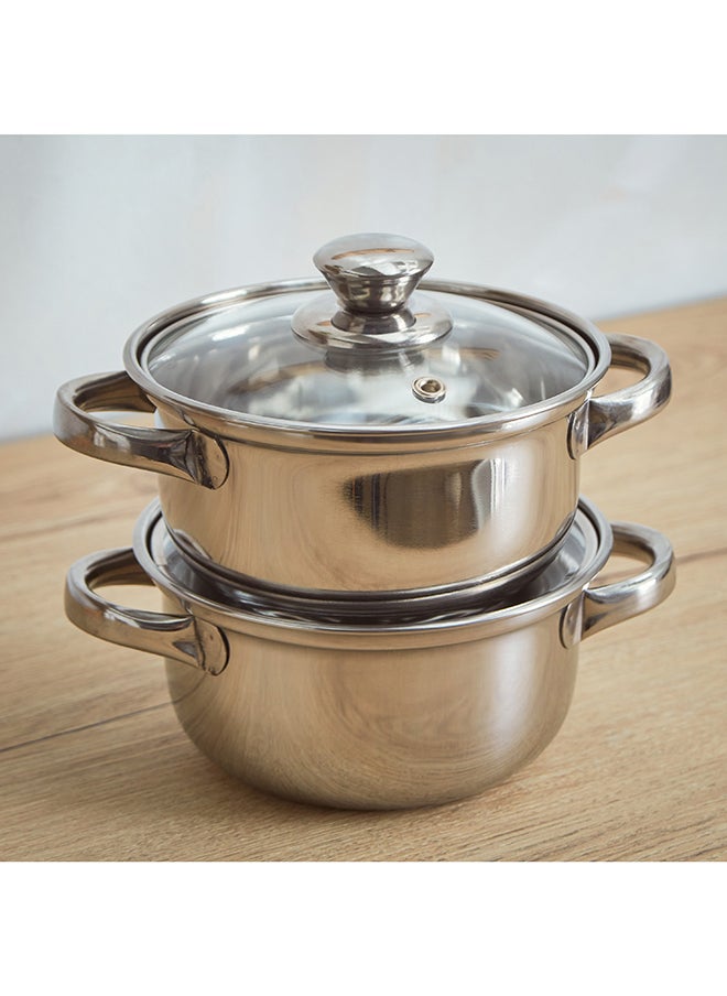 Home Box Marvel 2-Piece Stainless Steel Casserole with Glass Lid Set 2 L  - Image 1