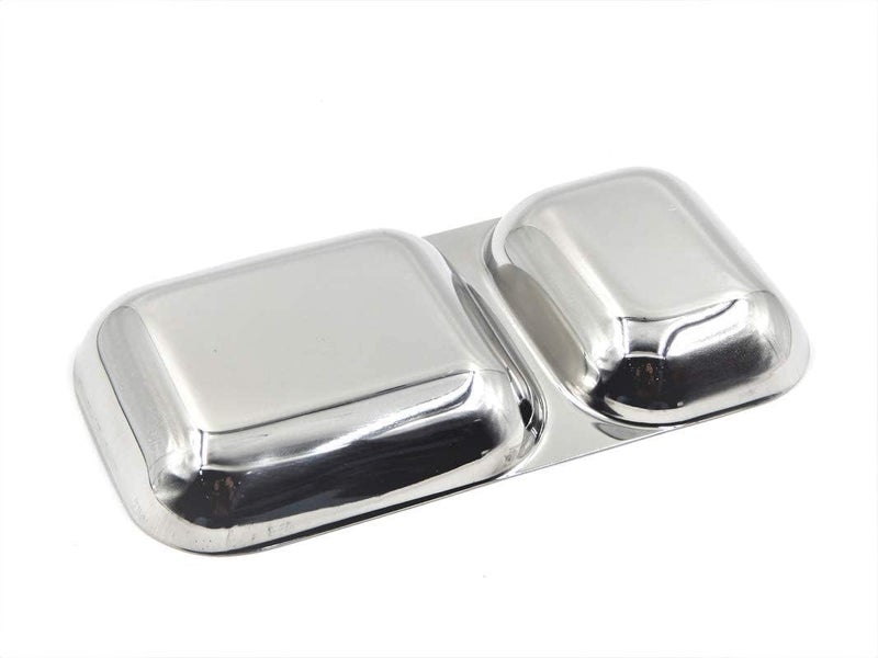Dynore Stainless Steel 2 in 1 Two Compartment NastaSnacksDinner PlatePartition Plate Set of 6 - Image 2