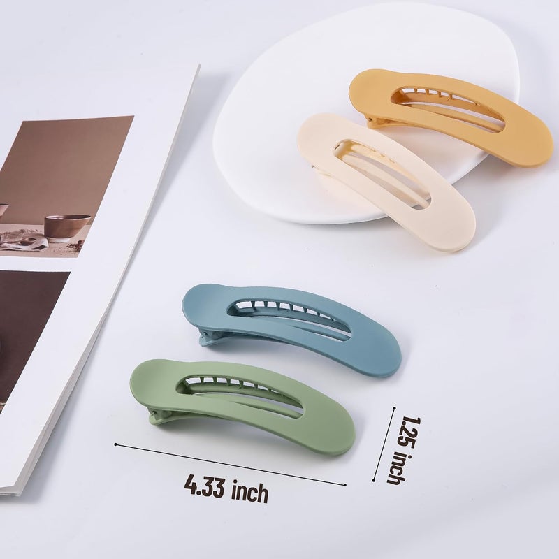 Cptots 8 Pcs Large Lay Flat Claw Clips for Women French Side Slide Barrettes for Thick Thin Hair Rectangle Alligator Hair Accessories,Beige Orange Blue Green - Image 2
