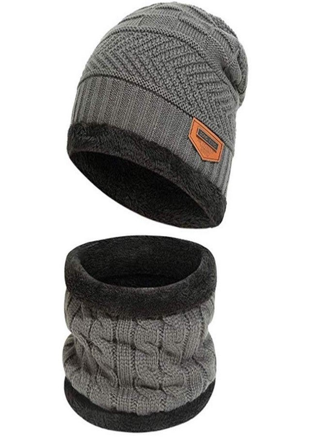 Alexvyan Imported Check 1 Set Snow Proof (Inside Fur) Unisex Woolen Beanie Cap with Scarf for Men Women Girl Boy Warm Winter Premium Soft - Image 2