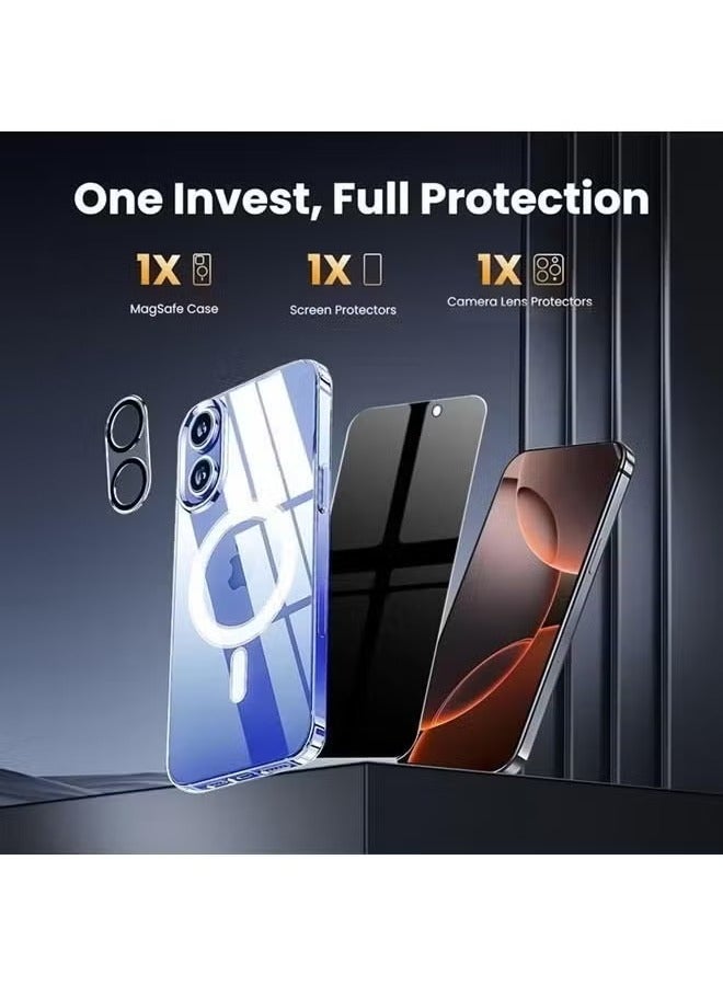 ELTRAZONE Magnetic Privacy Case for iPhone 16 Plus with Built-In Screen Protector, Slim Shockproof Design, Camera Guard, TPU Bumper, Hard PC Back, and Wireless Charging Compatibility - Image 2