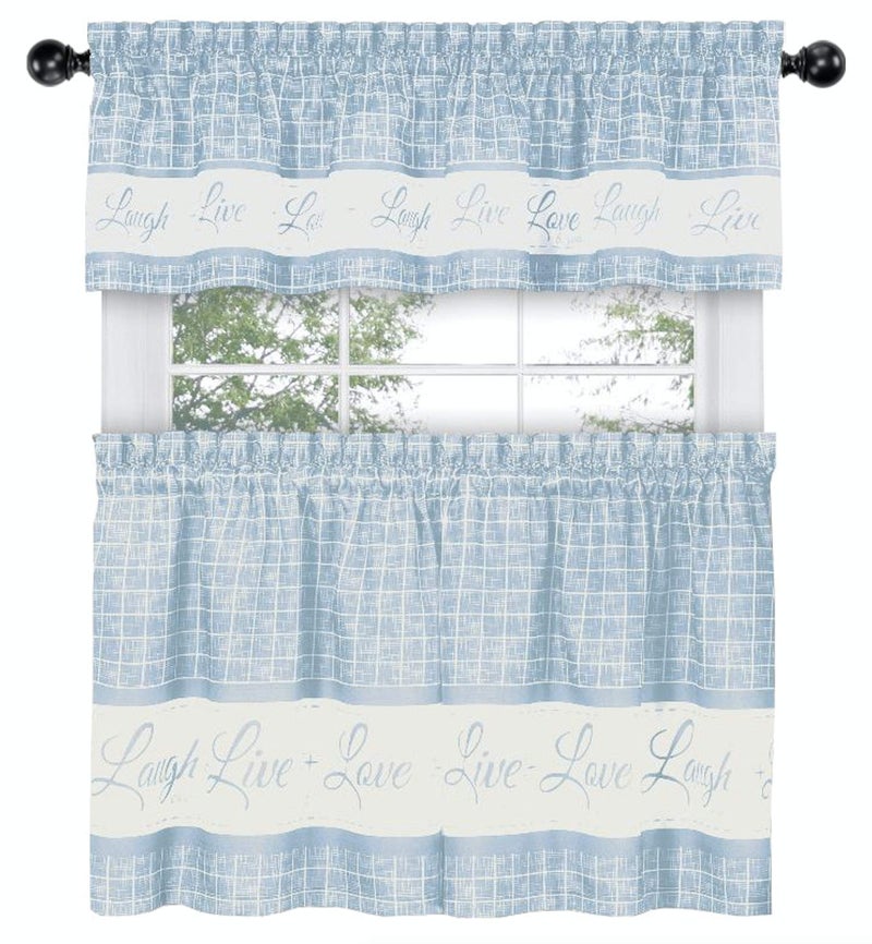 GoodGram Country Gingham Check LiveLaughLove 3 Pc Caf Plaid Kitchen Curtain Set Assorted Colors Sizes Burgundy 36 in L
