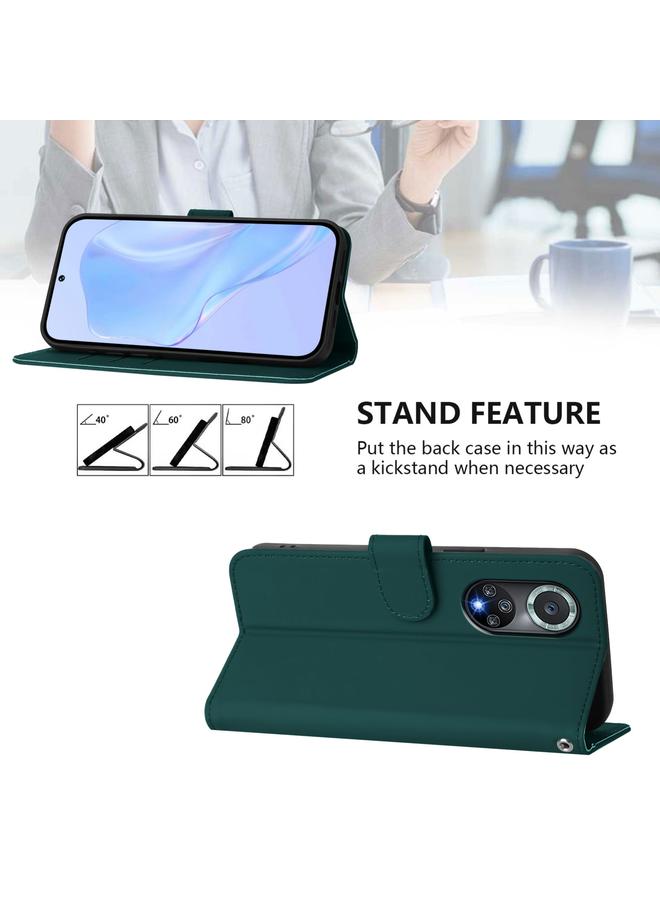 Zaboon Case For Honor 50 Pro / Huawei nova 9 Pro Skin Feel Solid Color Leather Phone Case with Lanyard - Image 3