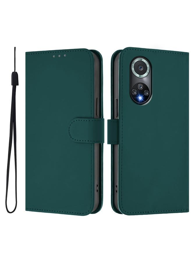 Zaboon Case For Honor 50 Pro / Huawei nova 9 Pro Skin Feel Solid Color Leather Phone Case with Lanyard - Image 2