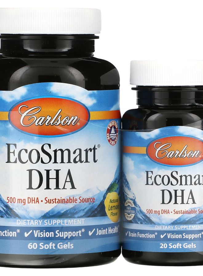 EcoSmart DHA Natural Lemon 500 mg 60 Soft Gels + 20 Soft Gels