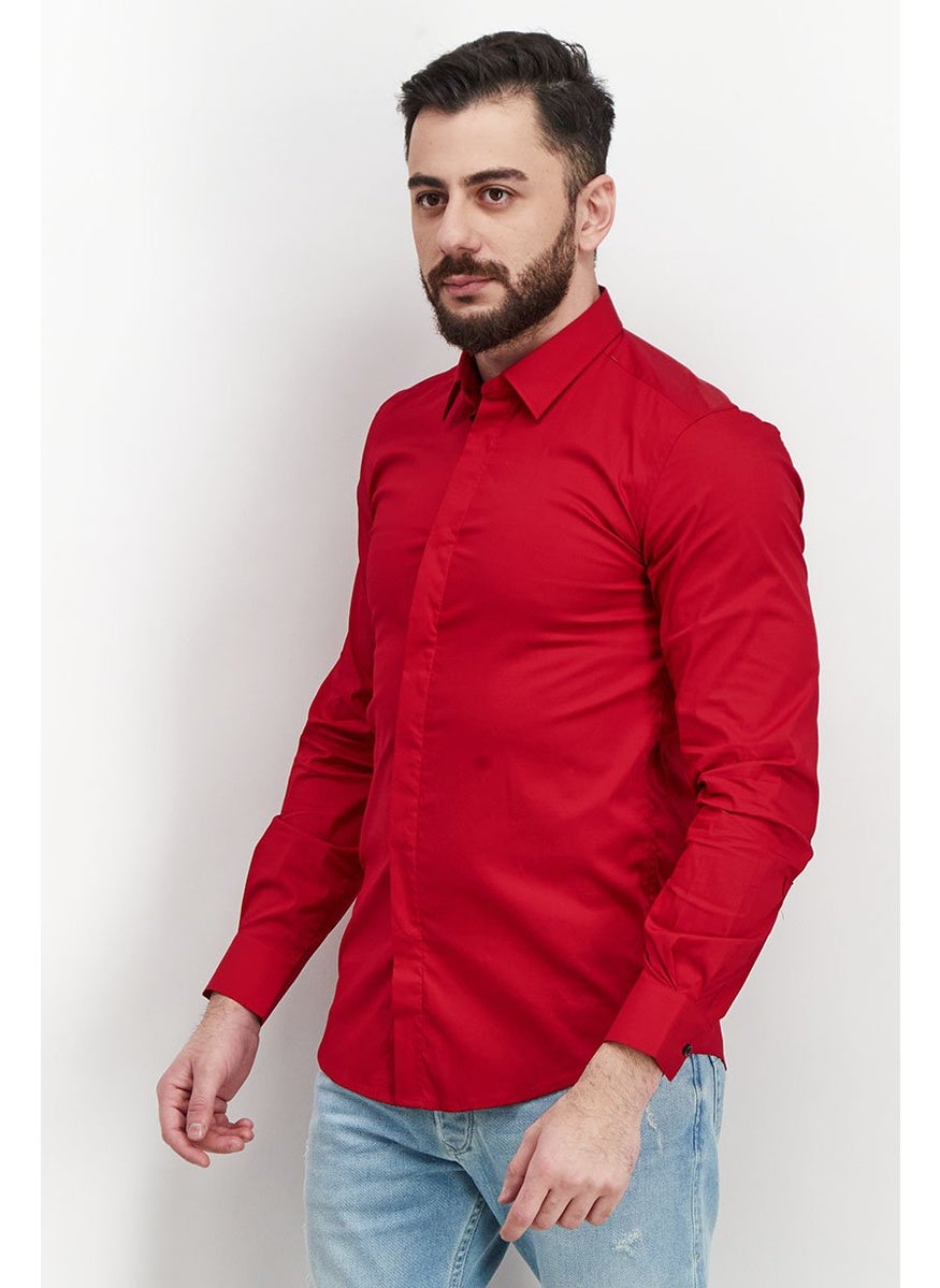 Men Slim Fit Solid Long Sleeves Casual Shirt, Chili Pepper - pzsku/Z00AE598A30A26B94CE0CZ/45/_/1729779385/db71750e-2404-4318-a9cb-a130b3c541d8