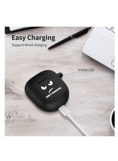 Excefore Silicone Case for Bose QuietComfort Earbuds II 2022, Silicone Scratch Proof & Shockproof Protective Skin Sleeve Cover, Exquisite Funny Print Accessories with Keychain (Black)  - Image 5