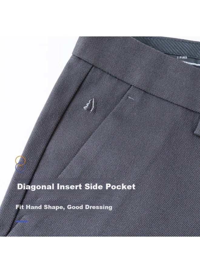 Firs Casual Pants For Men, Autumn And Winter Business Casual Slightly Elastic Wrinkle-resistant Straight-leg Thick Warm Trousers - Image 3