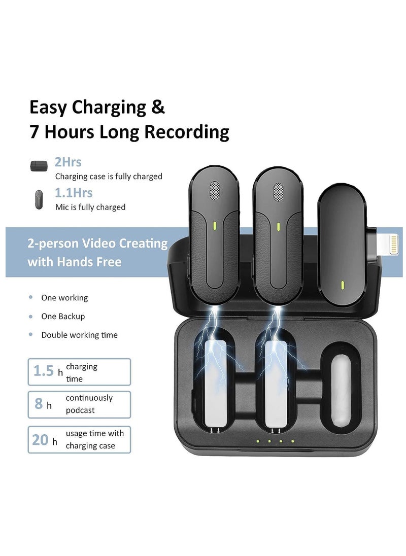 Arabest - Wireless Lavalier Microphone for iPhone iPad, Plug-Play Lightning Lapel Mini Microphone Wireless with Charging Case, 2 PCS Mic for Video Recording Vlogging YouTube TikTok Interview - Image 1