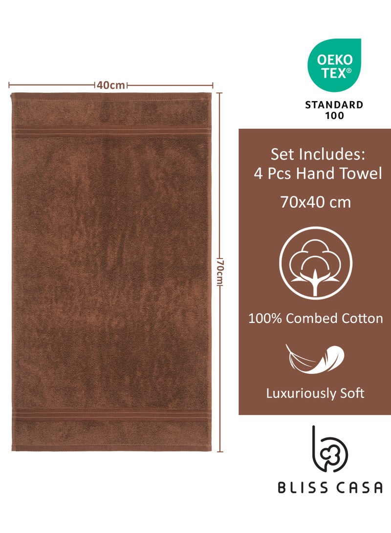 Bliss Casa 4-Piece 100% Combed Cotton Hand Towels - 550 GSM Quick Dry Highly Absorbent Hand Towel Set 16x28 Inch  - Image 4