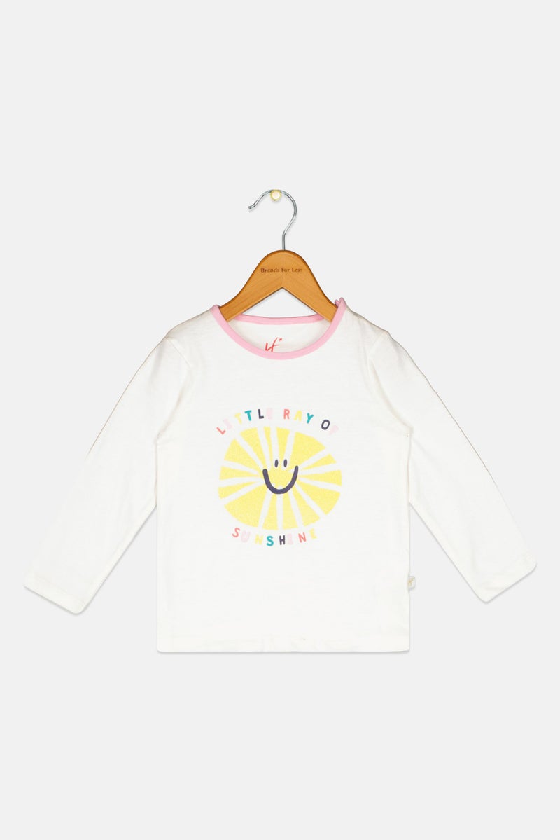Hamleys Toddlers Girl Crew Neck Long Sleeve Graphic Print T-Shirt, Off White - Image 3