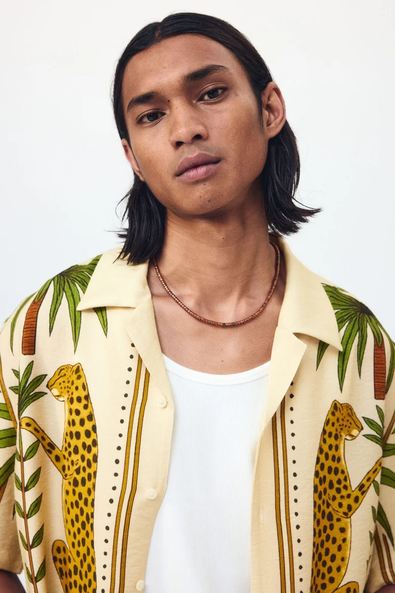 H&M  Relaxed Fit Printed resort shirt for Men | Best Price UAE