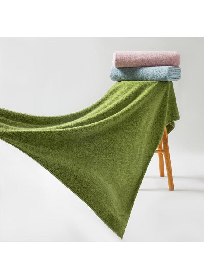 Uchino New Plain Elegant Pure Cotton Oversized Bath Towel 180cm, Boyfriend Absorbent Shower Towel, Matcha Green + Laundry Bag - Image 1