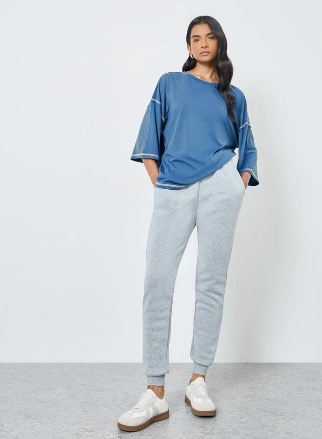 Take Two Contrast Stitch Detail Oversized T-Shirt