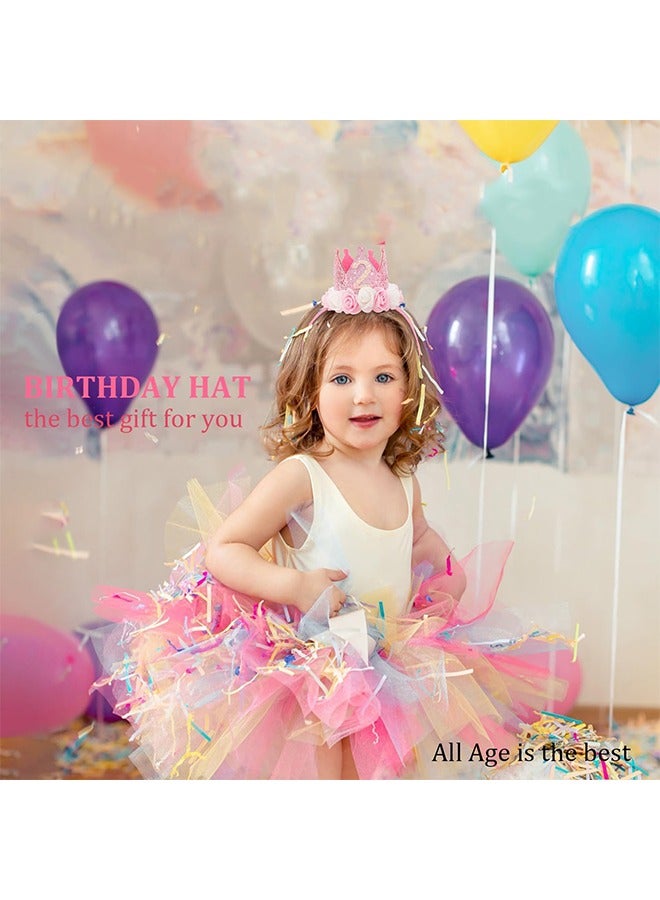 2nd Birthday Hat, Girl Decorations First For Baby Gifts Rose Gold Pink Crown Party Two Year Old Princess - Image 4