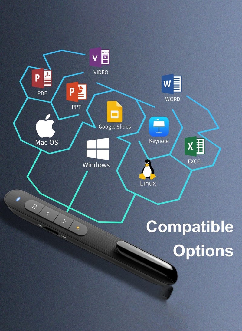 ماغيدا جهاز تحكم عن بُعد لاسلكي محمول لعرض العروض التقديمية، مزود بمنفذ USB، ووحدة تحكم في مستوى صوت الكمبيوتر، لأجهزة ماك، والكمبيوتر، واللاب توب. - Image 4