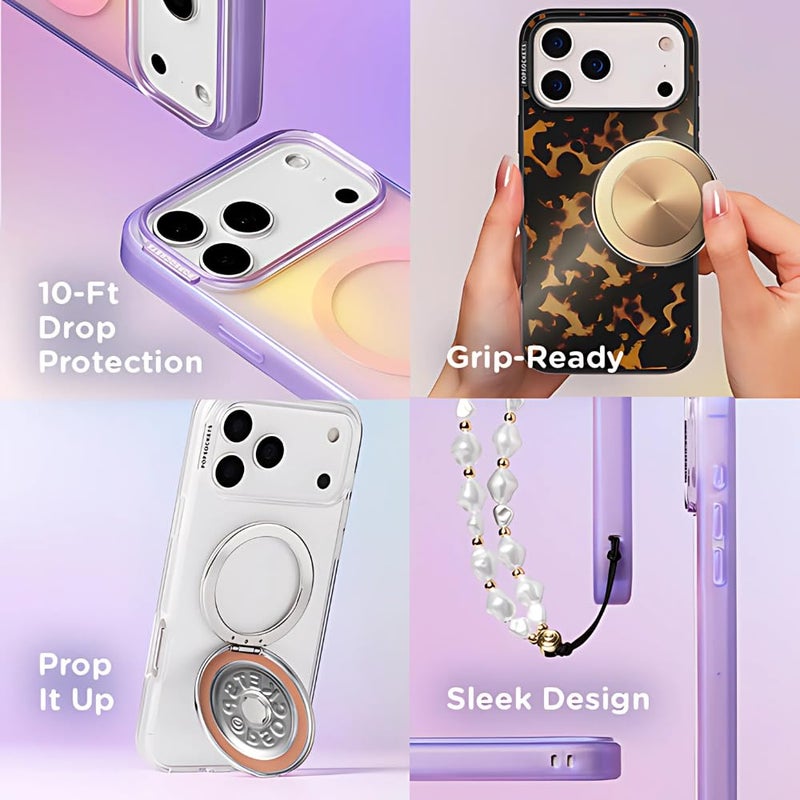 POPSOCKETS بوب سوكتس آيفون 17 برو ماكس - جراب هاتف متوافق مع ماج سيف، لهاتف آيفون 17 برو ماكس، متوافق مع الشحن اللاسلكي، جراب فقط - نايتشيد - Image 3