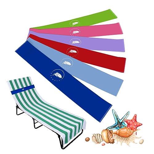 growell Towel Bands (6 Pack) - Stretch Beach Towel Clips for Beach Cruise Pool Chairs, Lounge Towel Holder Elastic, Cruise Ship Essentials (A Mix 6 Colors) - Image 1
