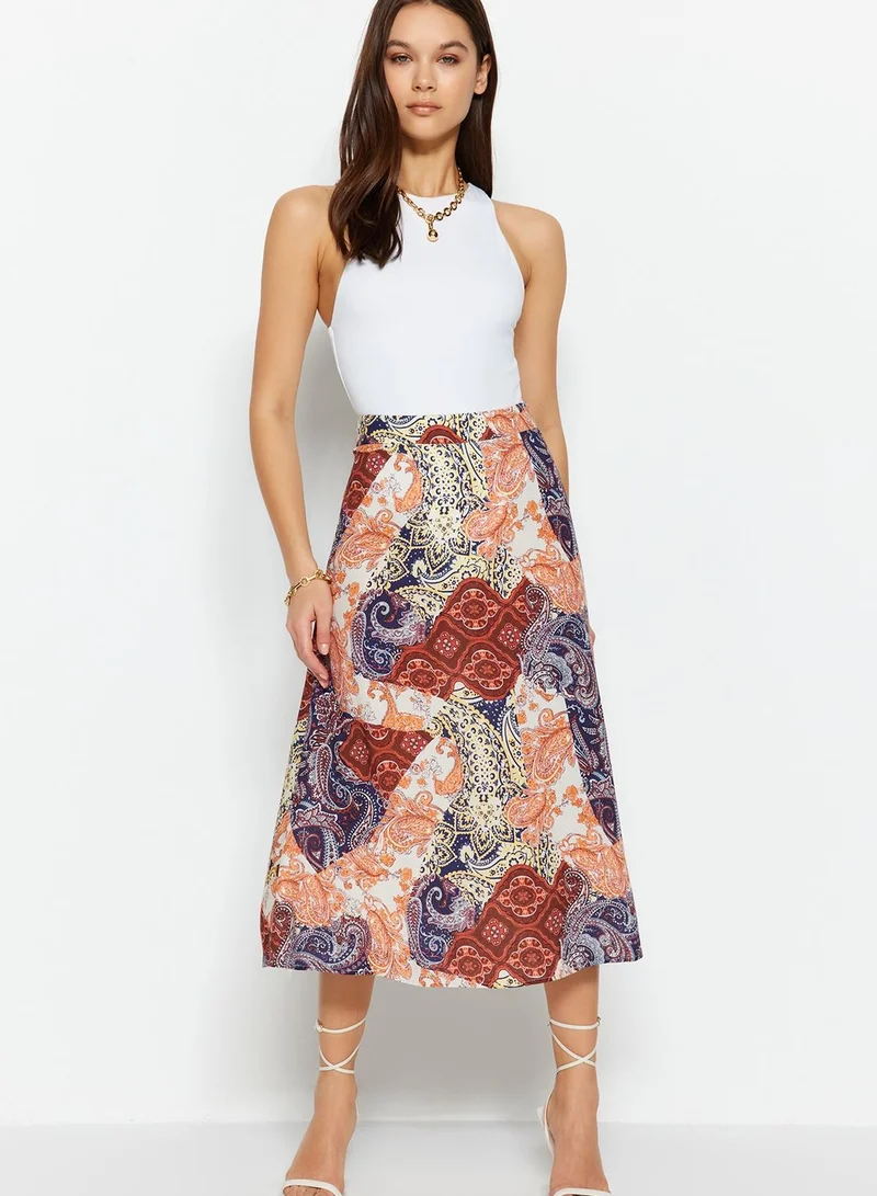 trendyol High Waist Printed Skirt