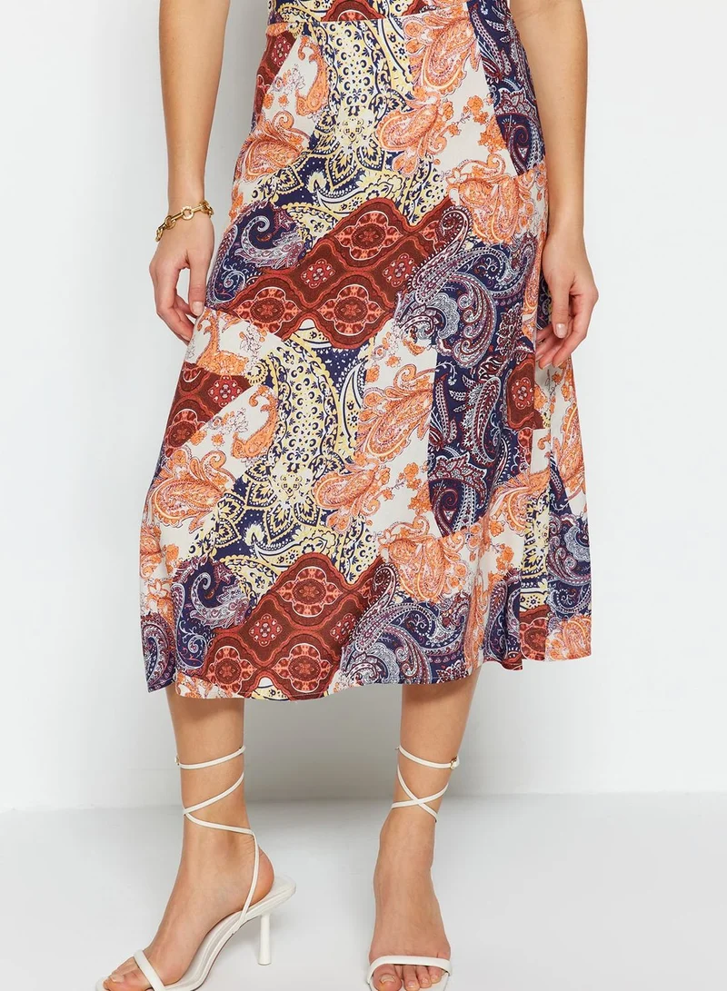 trendyol High Waist Printed Skirt