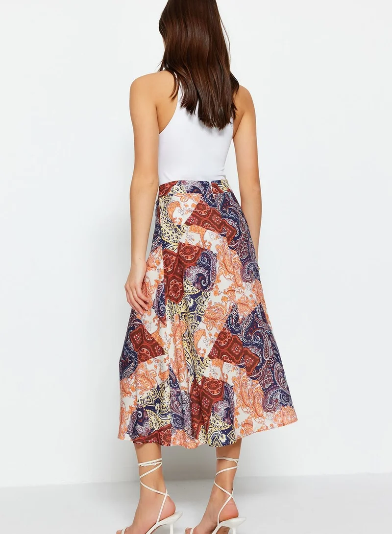 trendyol High Waist Printed Skirt