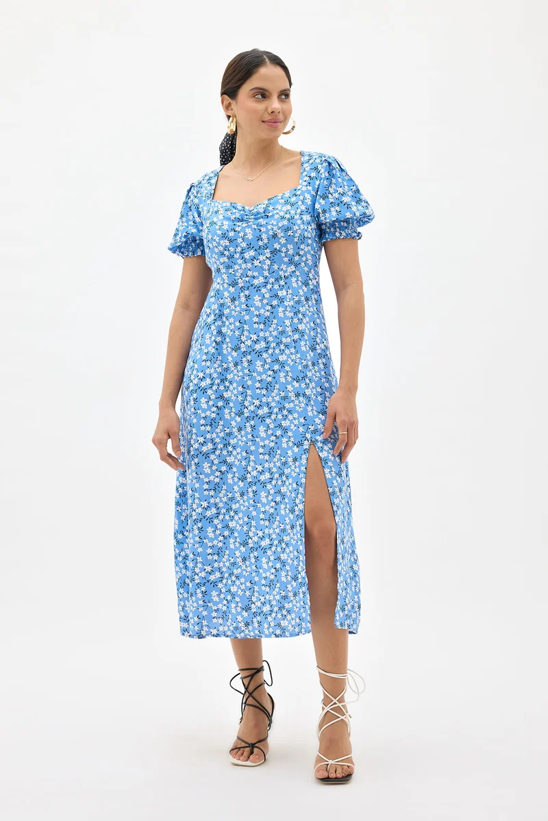 فيرجيو Viscose Floral Brunchwear Midi Dresses for Women