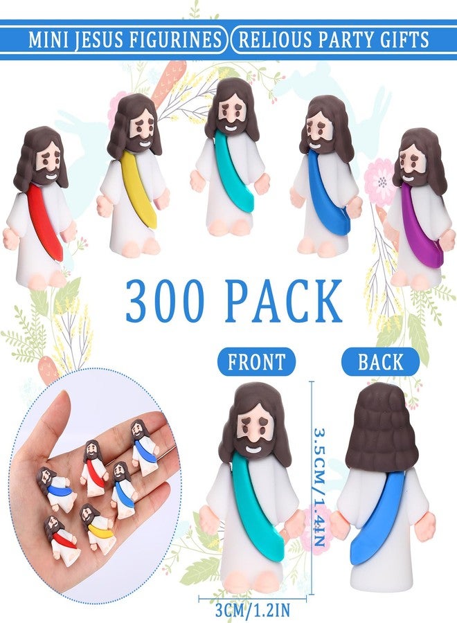 Barydat 300 Pack Mini Jesus Figurines Bulk Tiny Jesus Figures Christ Savior Religious Party Favors Pocket Rubber Toys to Hide and Seek for Easter Church Sunday School Baptism Gifts(Colorful) - Image 2