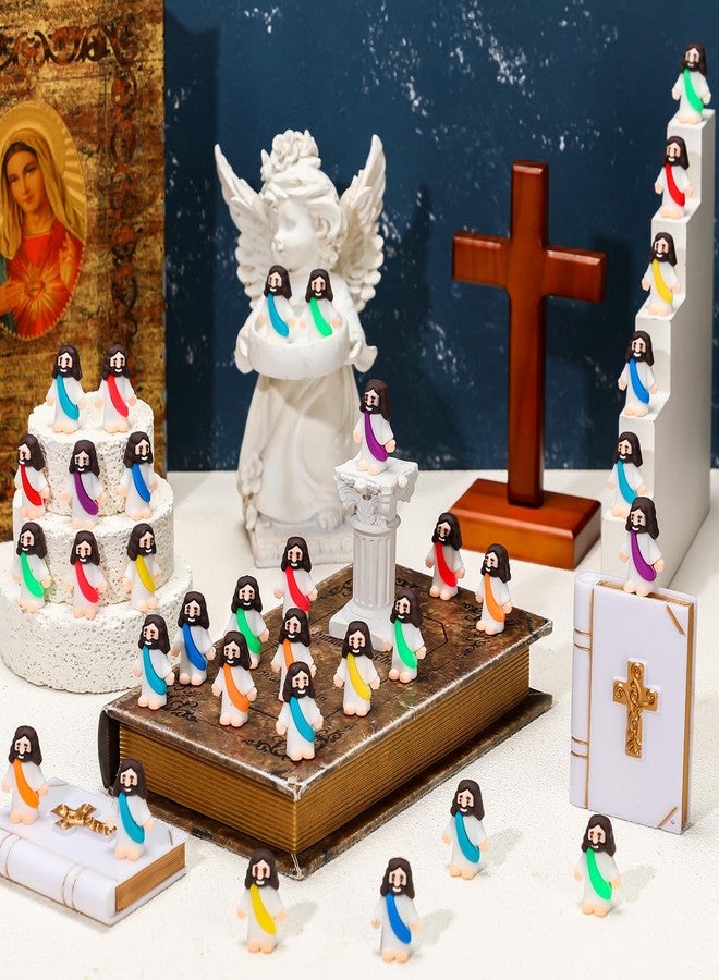 Barydat 300 Pack Mini Jesus Figurines Bulk Tiny Jesus Figures Christ Savior Religious Party Favors Pocket Rubber Toys to Hide and Seek for Easter Church Sunday School Baptism Gifts(Colorful) - Image 5