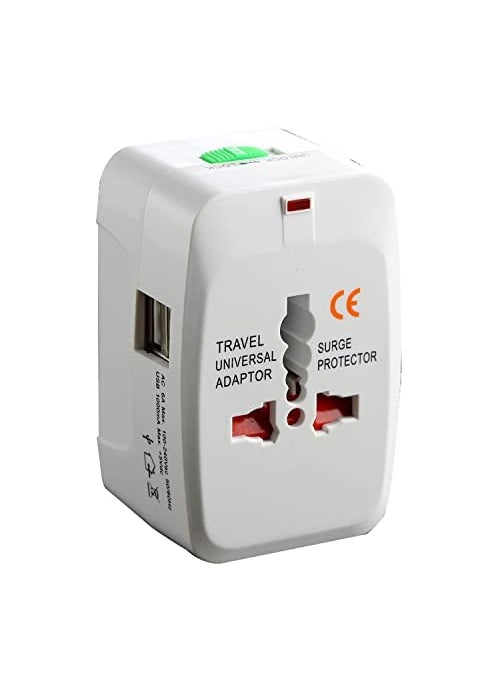 TINKDAS TINKDAS Universal Travel Plug Adapter Worldwide International All in One Portable Travel Adapter Wall AC Power Plug Adapter Wall Charger with Dual USB Charging Ports  - Image 1