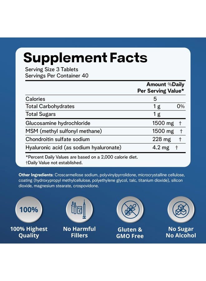 NOTTS Triple Potency Joint Health Supplement, Glucosamine, Chondroitin, and MSM, 120 Coated Tablets - Image 2
