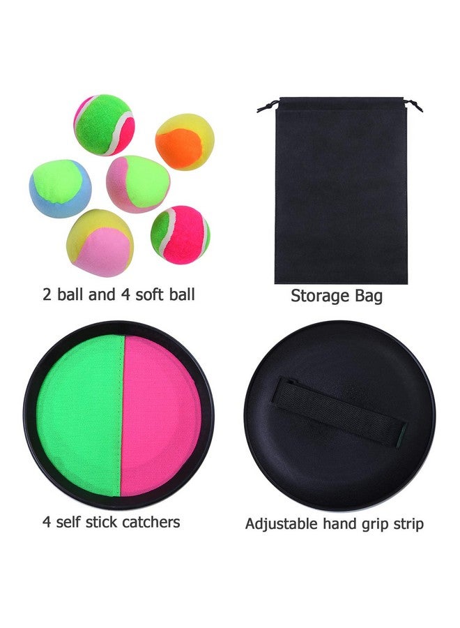 Aneco Aneco Paddle Catch Ball and Toss Game Set Disc Toss and Catch Paddle Game with Storage Bag, 4 Paddles(Black) and 6 Balls  - Image 3