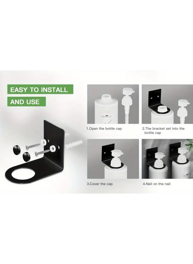 2x Wall-Mounted Soap Dispenser Holder with Hanging Rack - Stainless Steel Bathroom & Kitchen Organizer, No-Drill Installation, Space-Saving Shampoo & Soap Storage Shelf, Black, Wallmounted Dispenser | Spacesaving Rack | Stainless Steel Holder  - Image 5
