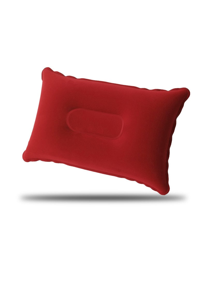 Brown Mouth-Blown Flocking Square Pillow, Neck Support Pillow Lumbar Support, Suitable For Sleeping And Resting In Airplanes, Trains, Offices, Camping, Traveling - Image 1