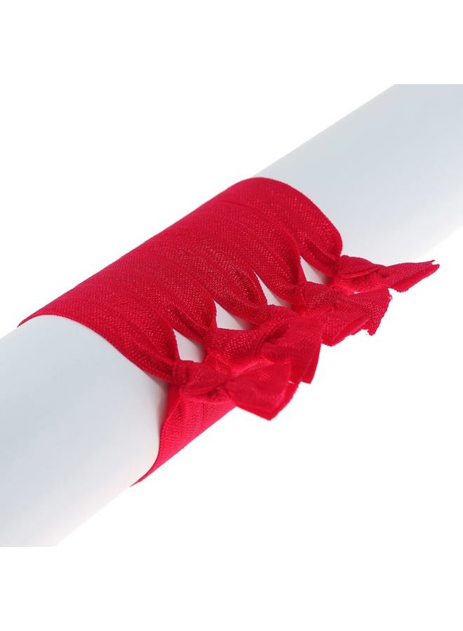 manipepe 50 Pack Solid Color Knotted Hair Ties - No Crease Hair Ponytail Elastics for Women and Girls (red) - Image 3