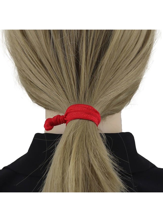 manipepe 50 Pack Solid Color Knotted Hair Ties - No Crease Hair Ponytail Elastics for Women and Girls (red) - Image 2